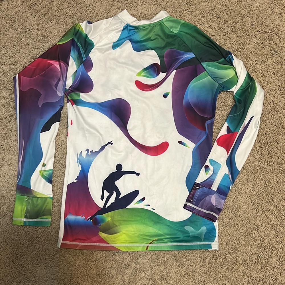 Platinum Sun Women's UPF 50 Long Sleeve Swim Shirt rash guard surfer rainbow xxl